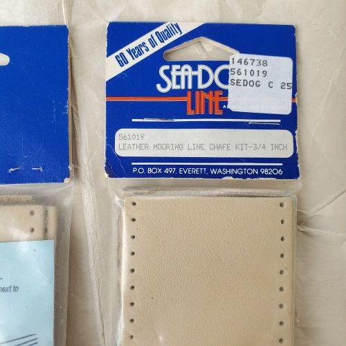 3 sea-dog leather mooring line chafe (1) kit - 3/4&#034; &amp; (2) kit - 5/8&#034; new vintage