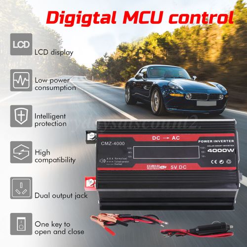 New 4000w car power inverter dc 12v to ac 110v converter adapter charger outlet