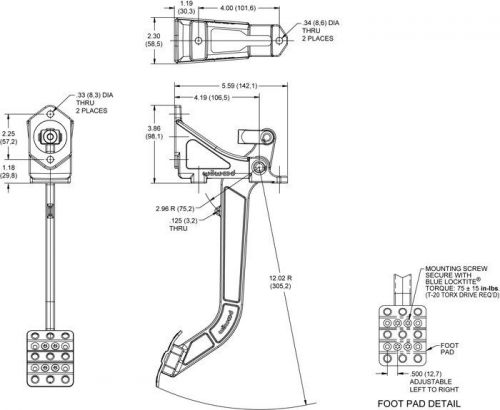 Wilwood reverse swing mount aluminum clutch/brake pedal assembly 6.00 to1 ratio_