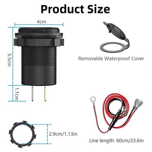 12v 24v 3.0 usb suv car charger, waterproof 36w type-c pd outlets - 7565-