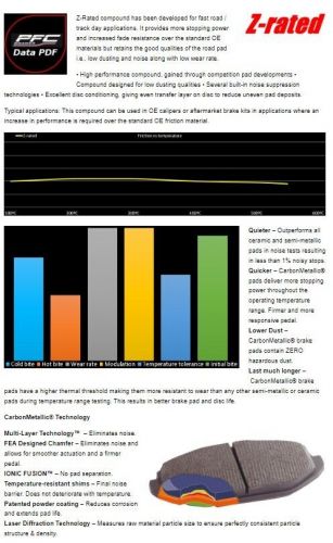 Pfc z-rated rear brake pads for bmw m3 e90 e92 e93 2006-2013