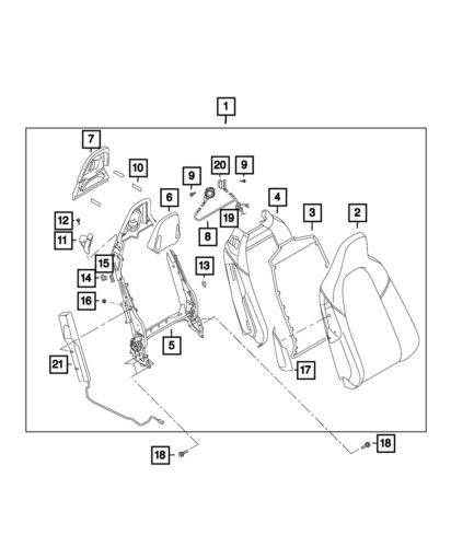 Genuine mopar front seat back 6xd95u00aa