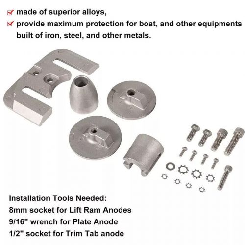 Aluminum anode kit for mercruiser bravo 3 iii 2004-present salt brackish fresh