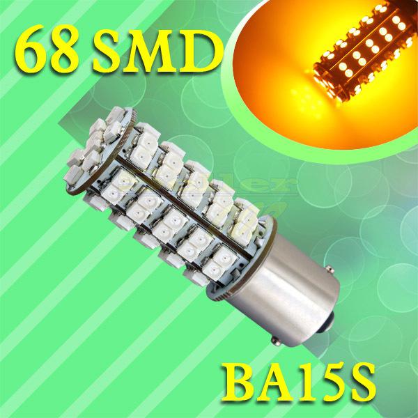 1156 ba15s 68 smd amber / yellow tail fog turn signal 68 led car light bulb lamp