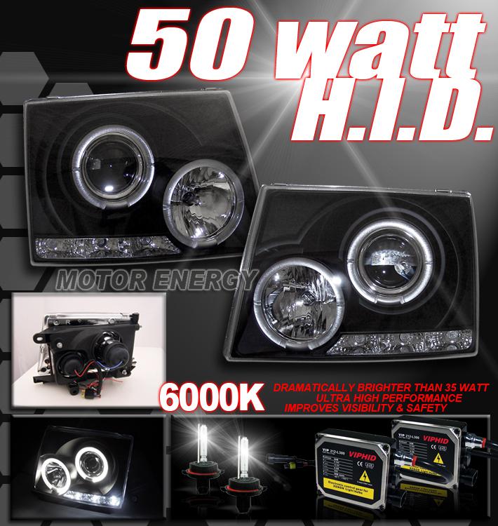 97-00 tacoma halo led projector headlight+50w hid black