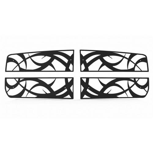 Dodge dakota 05-07 black powdercoat tribal front metal grille trim cover insert