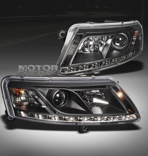 05-08 audi a6 led projector headlights black r8 style drl daytime running 06 07