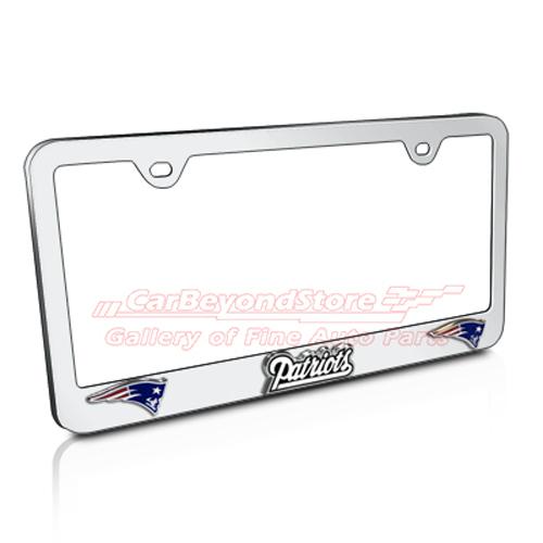 Nfl new england patriots 3d chrome metal license plate frame, licensed + gift