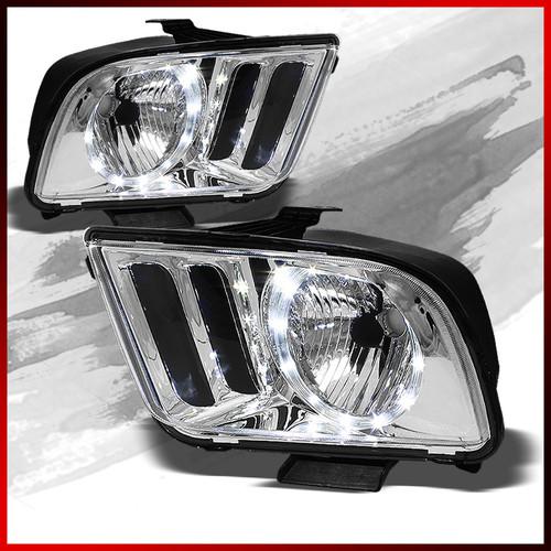 05-09 mustang led ring halo chrome crystal houding headlights front lamps set