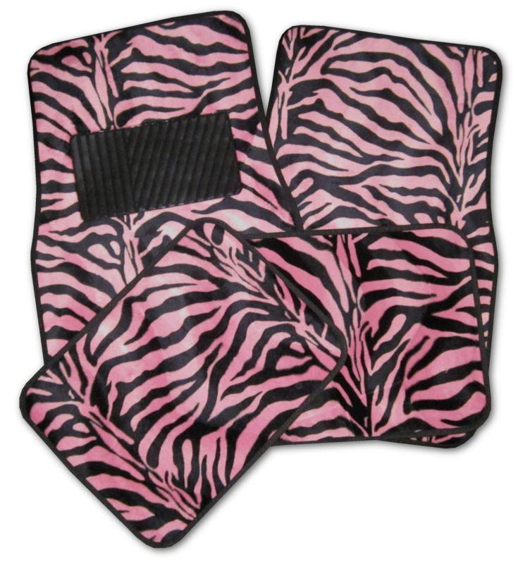 New pink black zebra car truck auto interior floor mats set #3