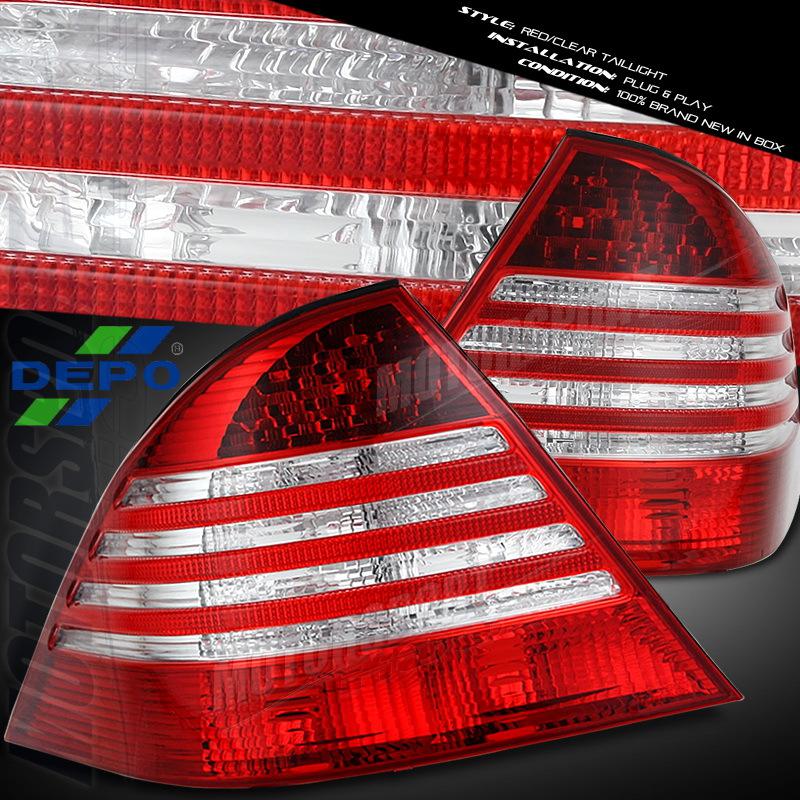 Depo 00-05 mercedes benz w220 s class led red clear tail rear lights lamp 4dr