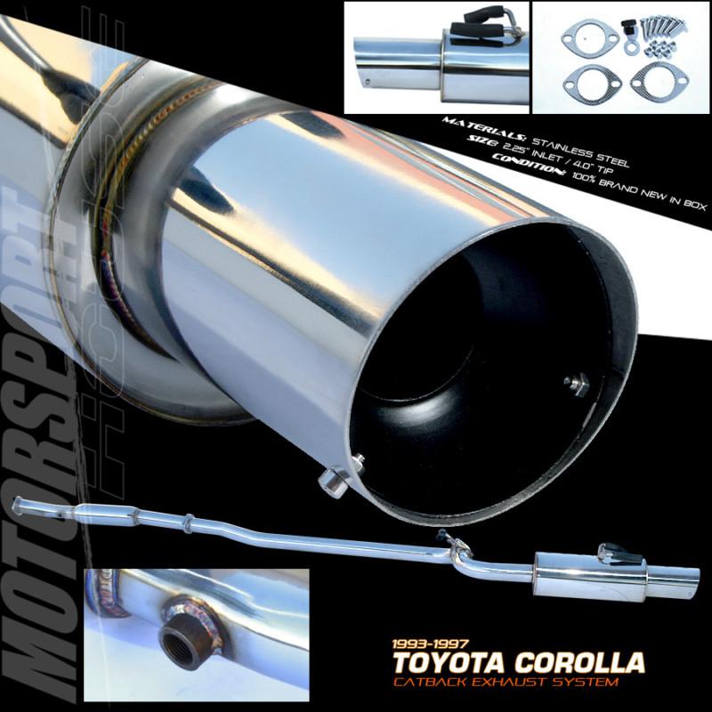 1993-1997 toyota corolla base dx le stainless catback exhaust muffler 4door