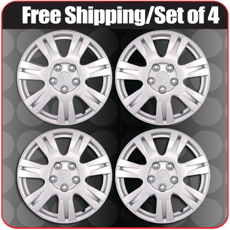 15" solara style 7 spoke 5 lugs hub caps abs wheel cover set of 4 silver lacquer