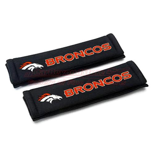 Nfl denver broncos seat belt shoulder pads, pair, licensed + free gift