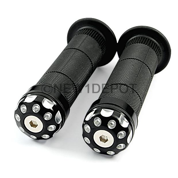 7/8" black chrome&rubber motorcycle handlebar end plugs grips hot for honda bmw