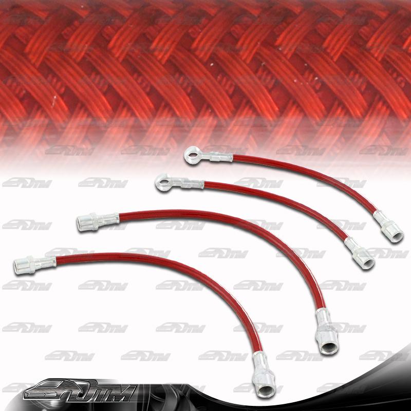 02-05 audi a4 a4 quattro 04-05 s4 front & rear stainless steel brake lines red