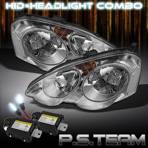 02-04 acura rsx dc5 euro clear crystal headlights+6000k slim ballast hid combo