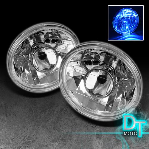 7" diamond cut round projector headlights lights lamps+h4 bulbs left+right