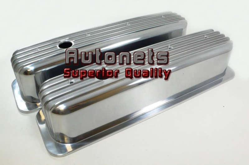 Aluminum nostalgic fin tall  small block chevy valve cover center bolt hot rod