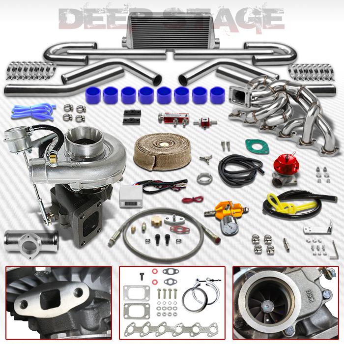 T04e t3/t4 v-band 11pc turbo kit+intercooler+manifold 84-91 bmw e30 325 m20 sohc