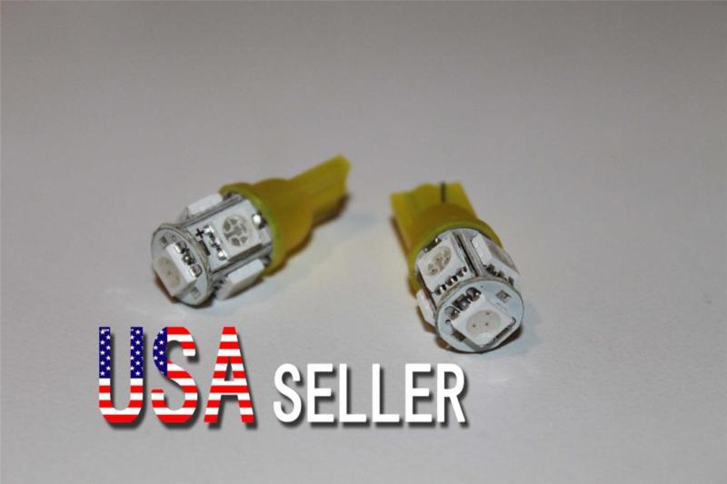 2pcs xenon t10 wedge 5-smd 5050 led light bulbs 192 168 194 w5w 2825 158 amber