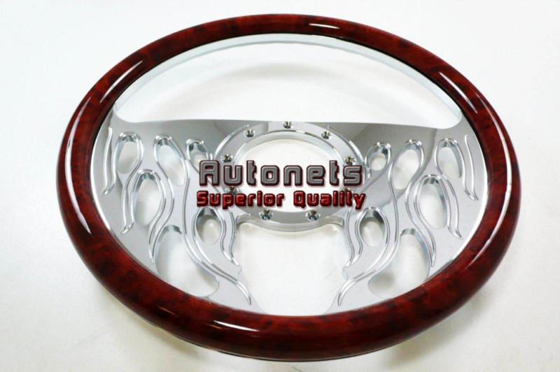 Wood veneer half wrap flame chevy gm buick pontiac aluminum steering wheel