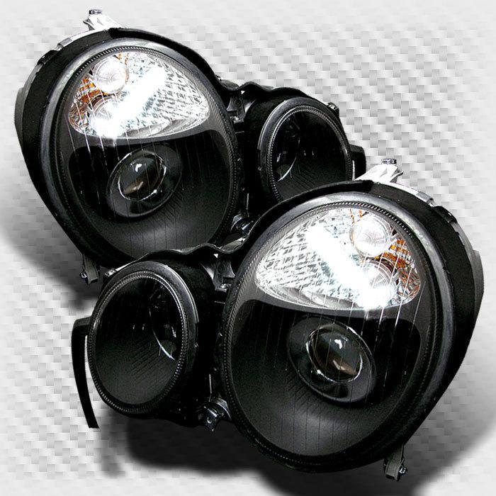 00-02 mercedes benz w210 e-class black projector headlights lamp head lights set