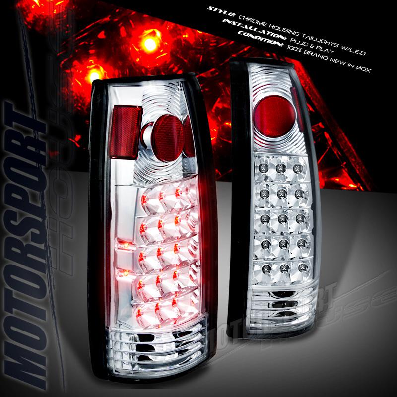 92-94 chevy k5 blazer gmc yukon jimmy clear lense chrome led tail lights l+r suv