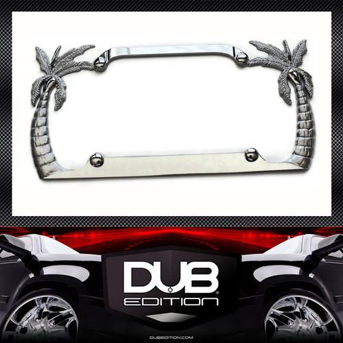 Tropical chrome metal palm tree plate frame fx37 g37 m37 gs350 fx35 cooper is300