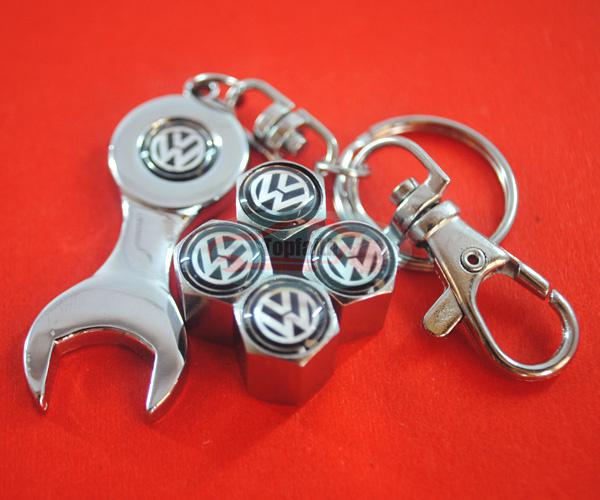 Wrench keychain wheel air tyre tire valve stems caps for vw cc beetle golf jetta