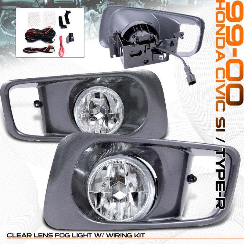 1999 2000 honda civic si crystal chrome fog lamp lights+switch harness em1 jdm