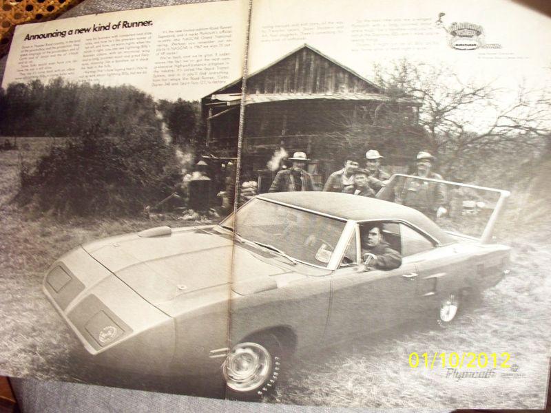 1970 plymouth road runner in rare, original 2 pg. b & w ad! *a sweet gift idea! 