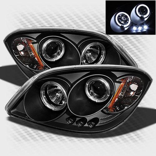 05-10 chevy cobalt twin halo led projector headlights black head lights pair set