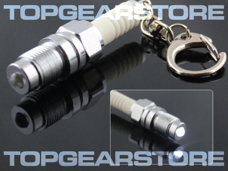 Spark plug white led keychain light honda toyota nissan subaru mazda audi bmw vw