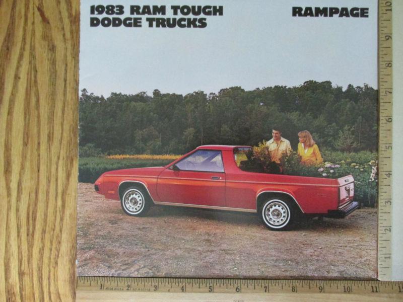 1983 83 rampage dodge pickup truck original dealer sales brochure