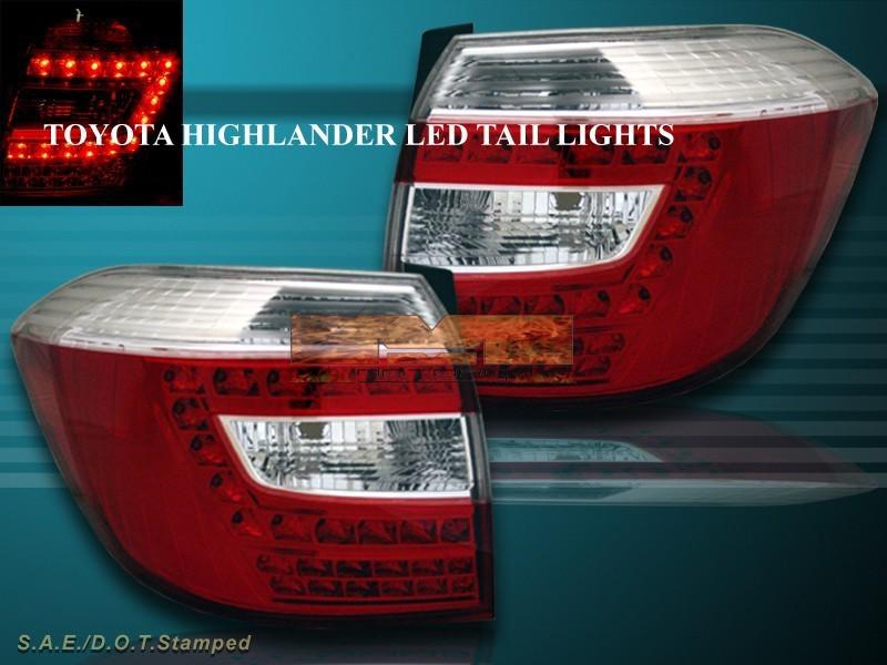 2008 2009 2010 toyota highlander red/clear led tail lights 4-door 2008 2009 2010