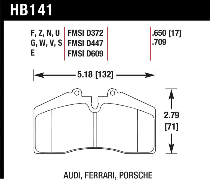 Hawk performance hb141z.650 disc brake pad 456 gt 911 928 944 944 (canadian) 968