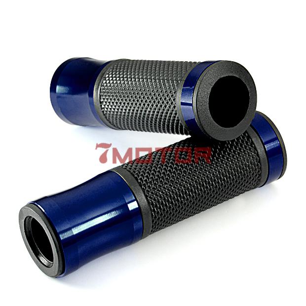 Black&blue 2 pcs 7/8" motorcycle handlebar rubber hand grip for honda kawasaki