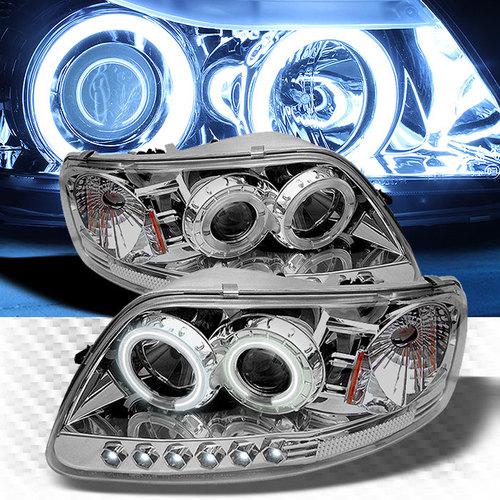 Dual ccfl halo led 97-02 ford expedition projector headlights head lights pair