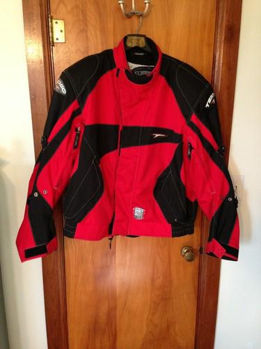 Red  heavy teknic padded motorcycle jacket size padded liner 50/60 hydro guard