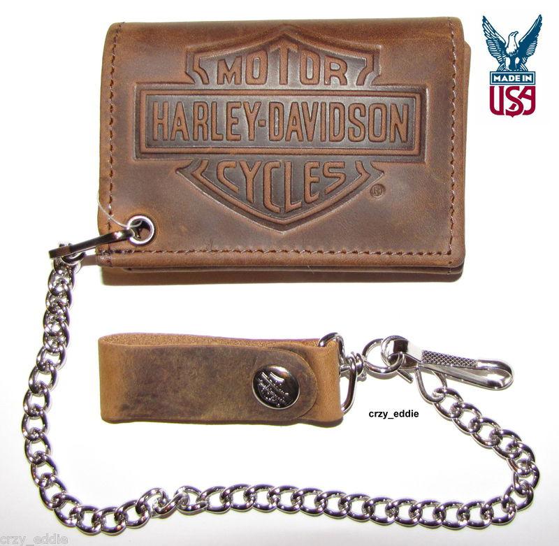 Harley davidson bar & shield distressed leather wallet **made in the usa 