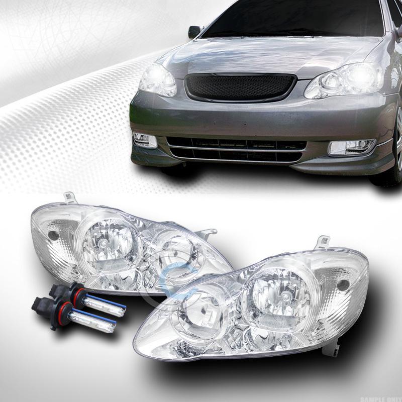 6000k hid xenon jdm chrome head lights parking signal lamps 03-08 toyota corolla