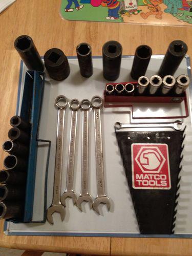 Matco, mac, snap-on 28 pc tool lot deep impact drive sockets, wrenches, etc.