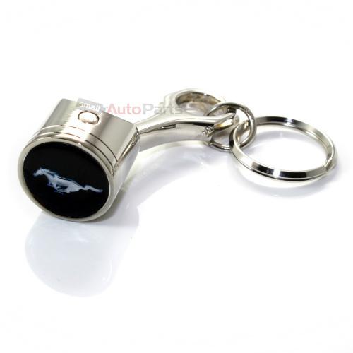 Ford mustang logo chrome metal piston key chain ring - gt official licensed