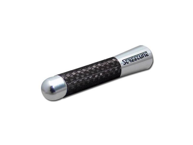 Universal 3" inch silver aluminum/carbon fiber screw-on type short antenna 