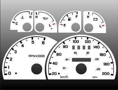 1998-2003 ford ranger explorer metric kph instrument cluster white face gauges