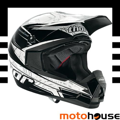 Thor quadrant stripe helmet mx offroad dirt motocross black white 