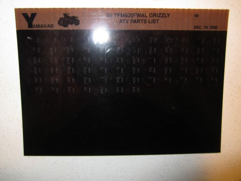 1999 yamaha atv yfm600fwal grizzly microfiche parts list catalog yfm 600 fwal