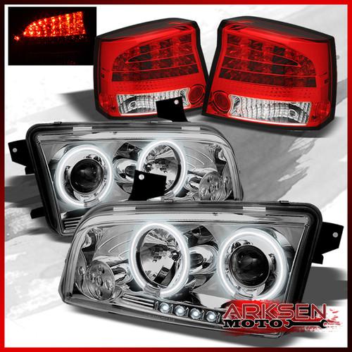 09-10 charger ccfl halo projector clear headlights+ red clear led tail lights