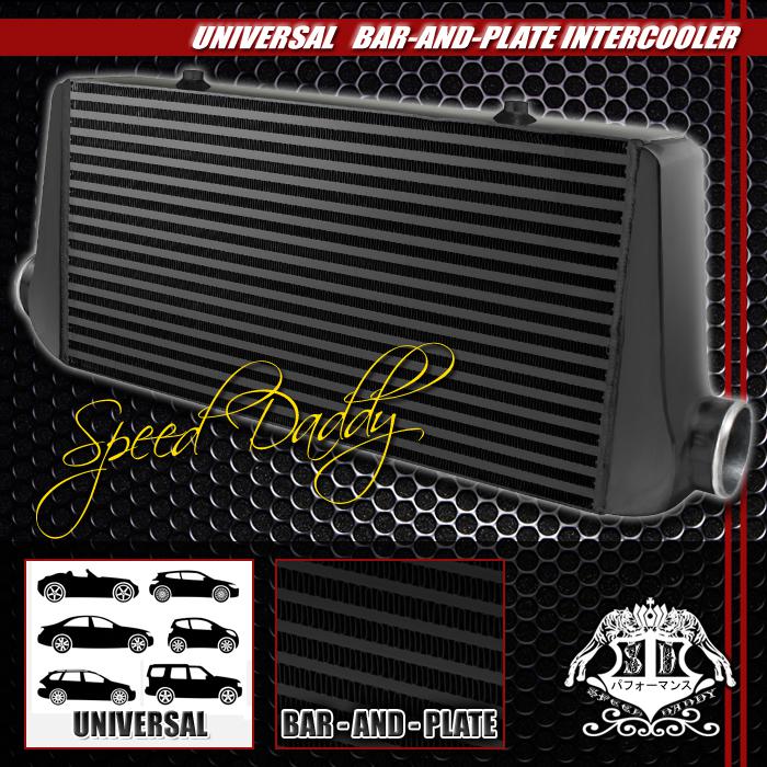 Universal bar&plate aluminum turbo 31"x12"x4" fmic front mount intercooler black